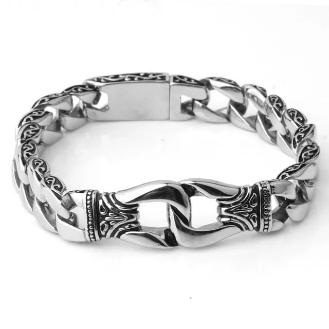 12mm Polished Round Curb Cuban Stainless Steel Bracelets for Men