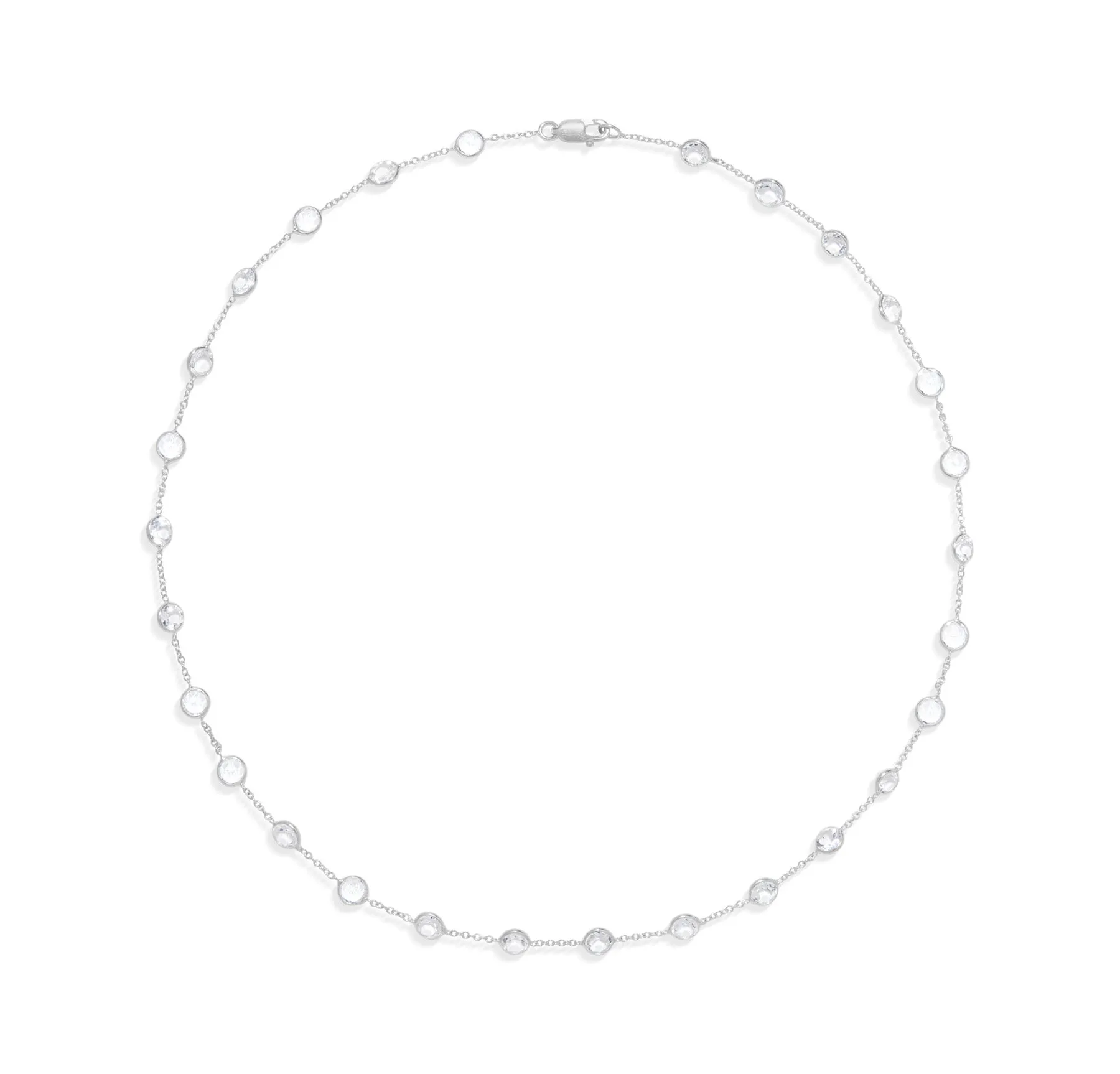 14KT White Gold Precious Topaz 14.5" Choker Necklace