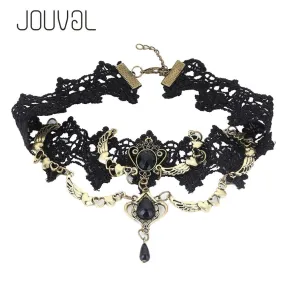 2018 Collares Sexy Gothic Chokers Crystal Black Lace Neck Choker Necklace Vintage Victorian Women Chocker Steampunk Jewelry