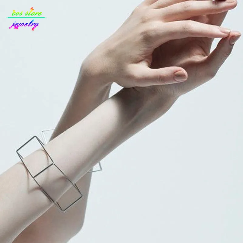 2018 New Simple Style Minimalist Gold/Silver/Black Alloy Hollow Square/Triangle Bracelet Charming Bracelets & Bangles Bijoux