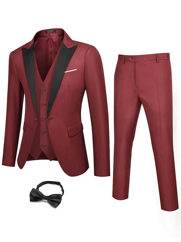 3 Piece Tuxedo Suit Set with Bow Tie (US Only)