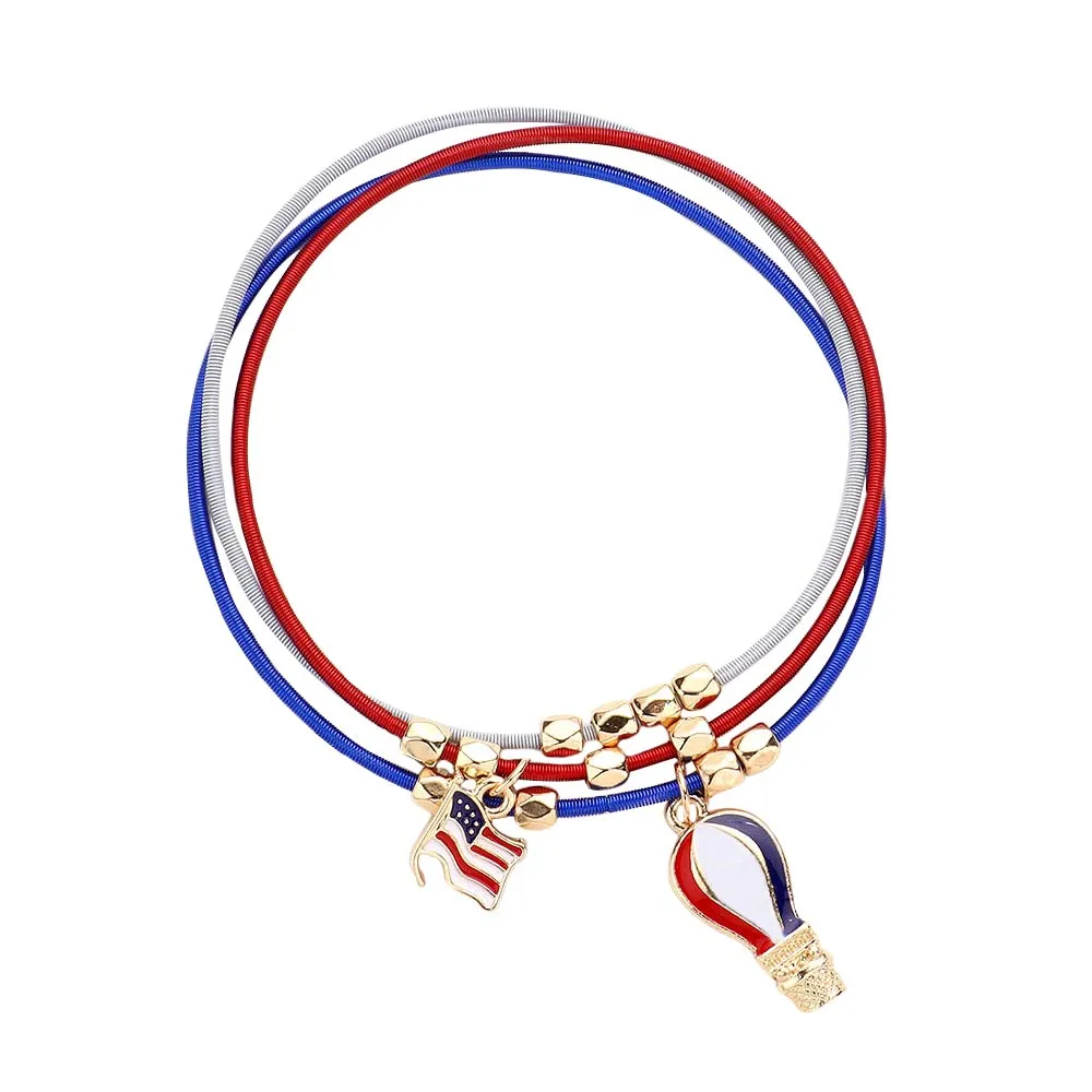 3Pcs USA Flag Hot Air Balloon Guitar String Bracelets