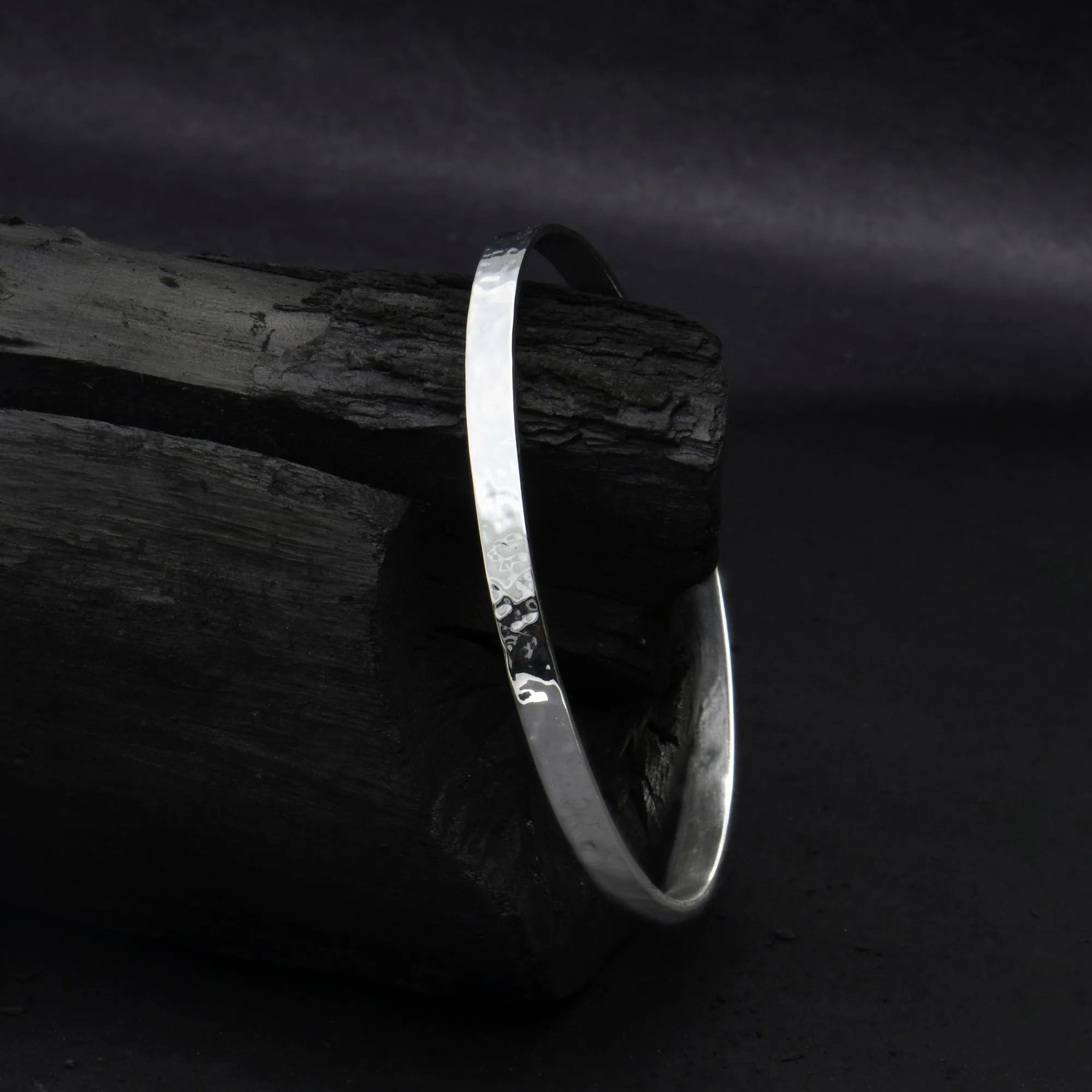 925 Sterling Silver-Plated Textured Bangle