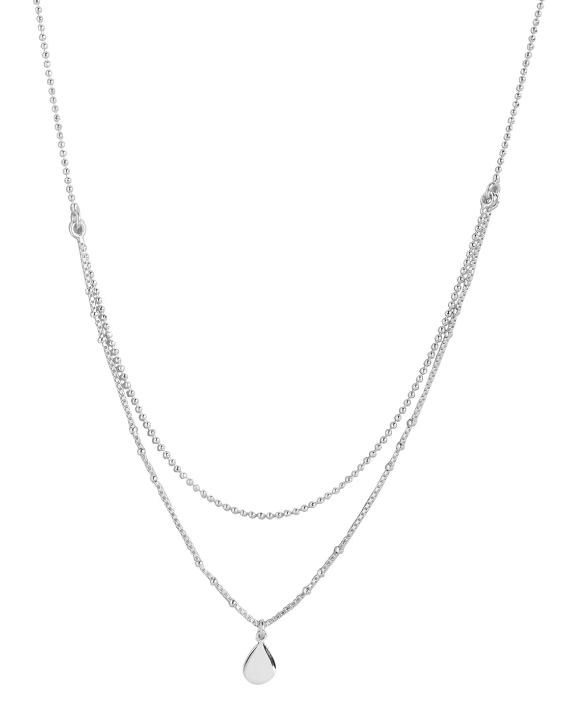 925 Sterling Silver Rhodium Plated Double Chain Choker Necklace