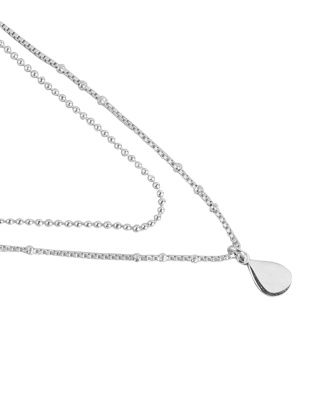 925 Sterling Silver Rhodium Plated Double Chain Choker Necklace