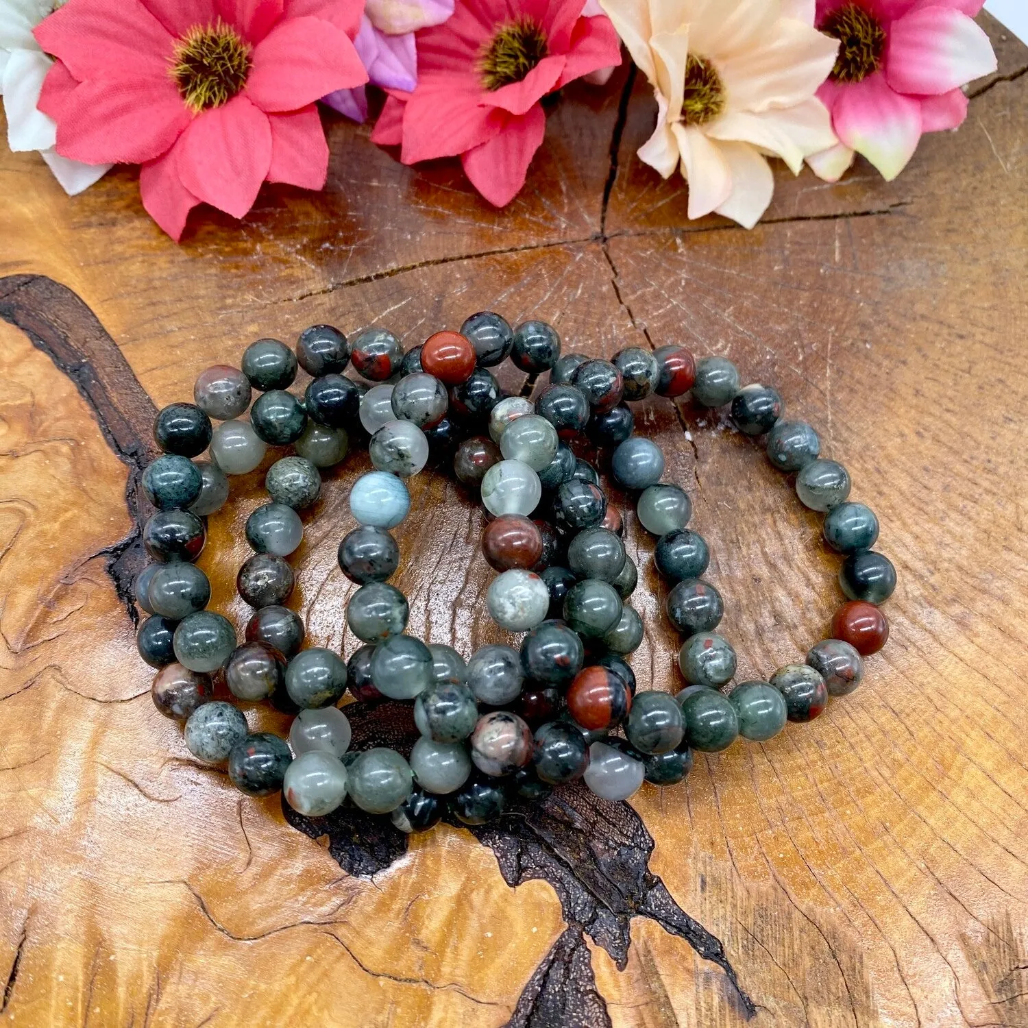 African Bloodstone Bracelets, Crystal for Abundance and Good Fortune