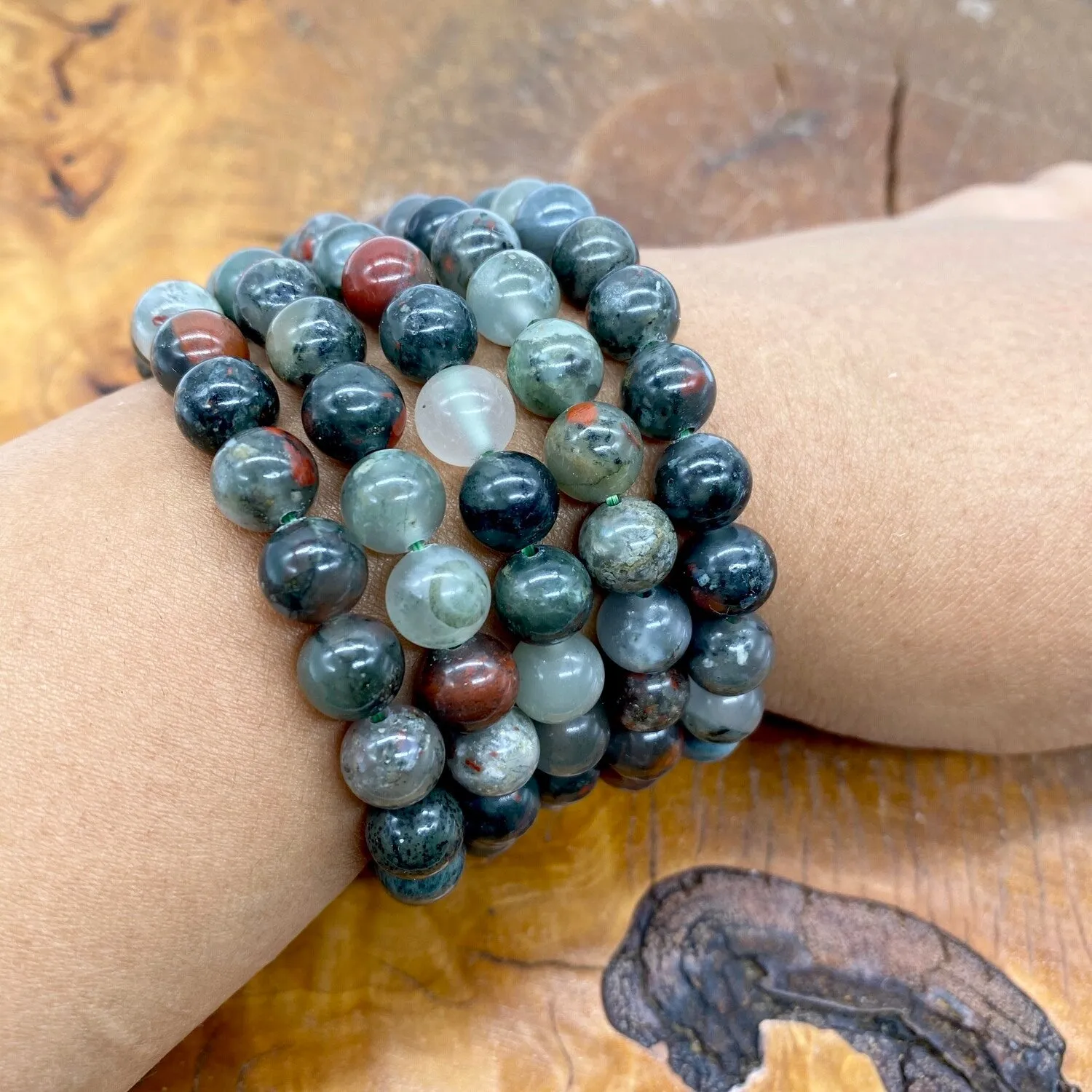 African Bloodstone Bracelets, Crystal for Abundance and Good Fortune