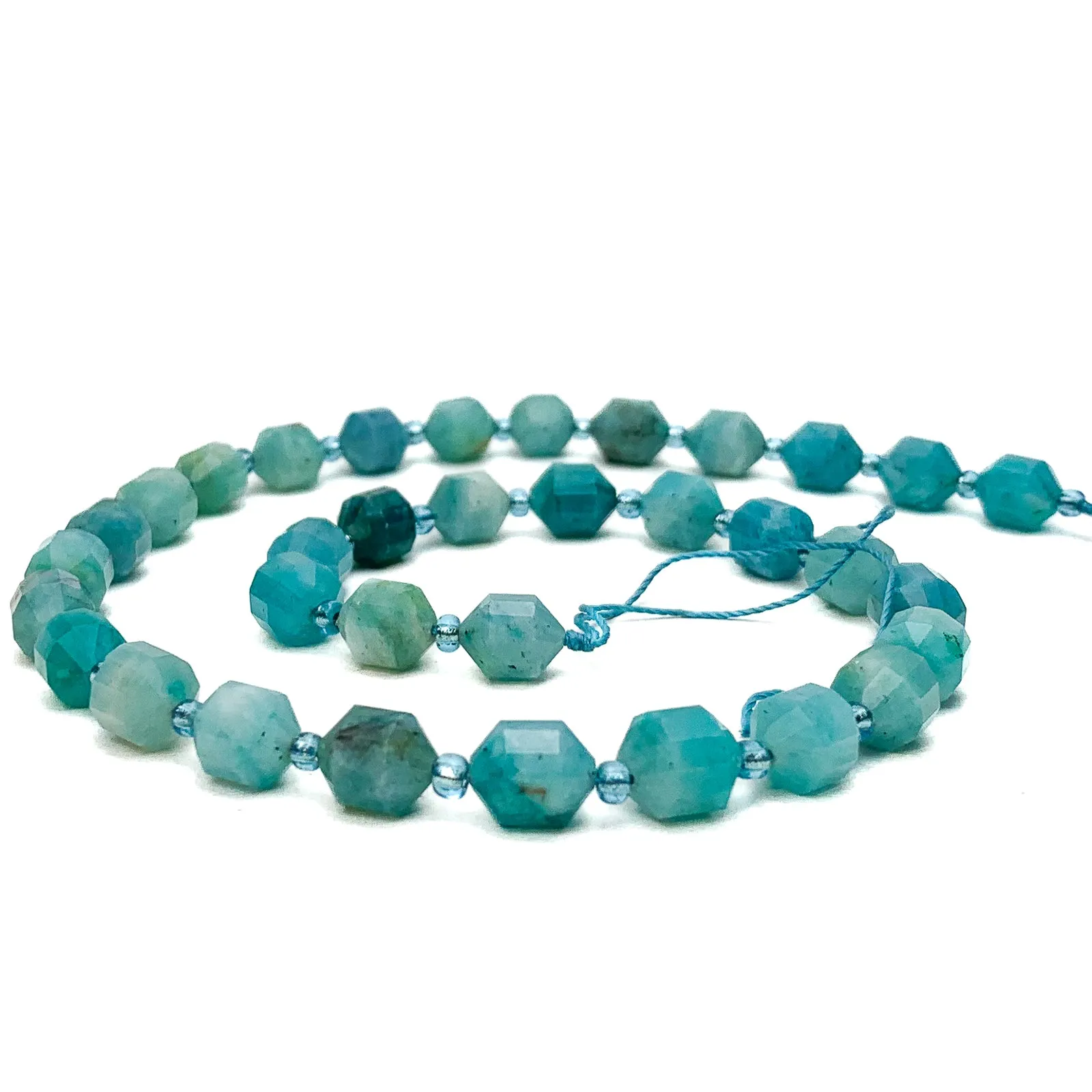 Amazonite Siberian 7mm Faceted Drums Bead Strand