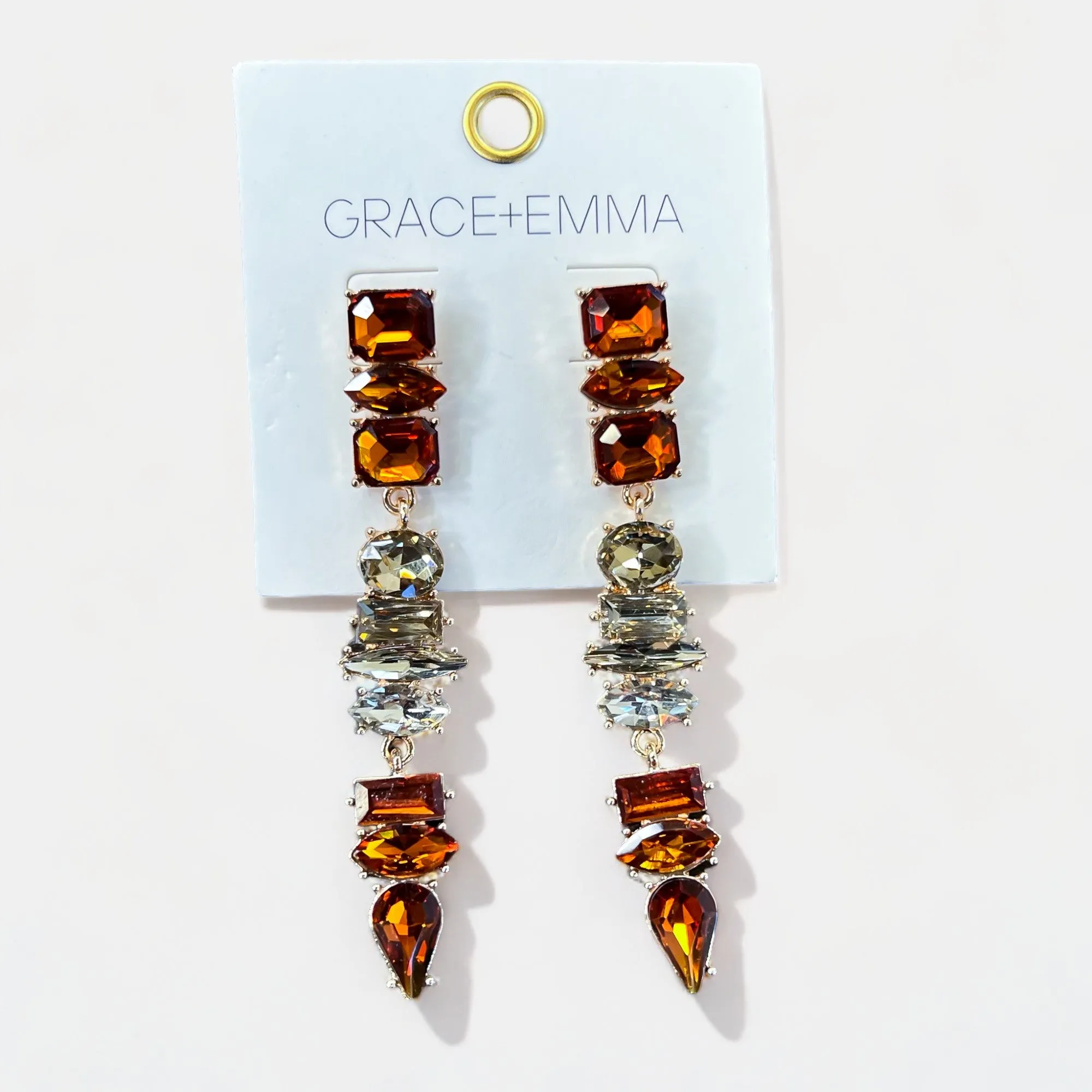 Amber Cascade Crystal Drop Earrings