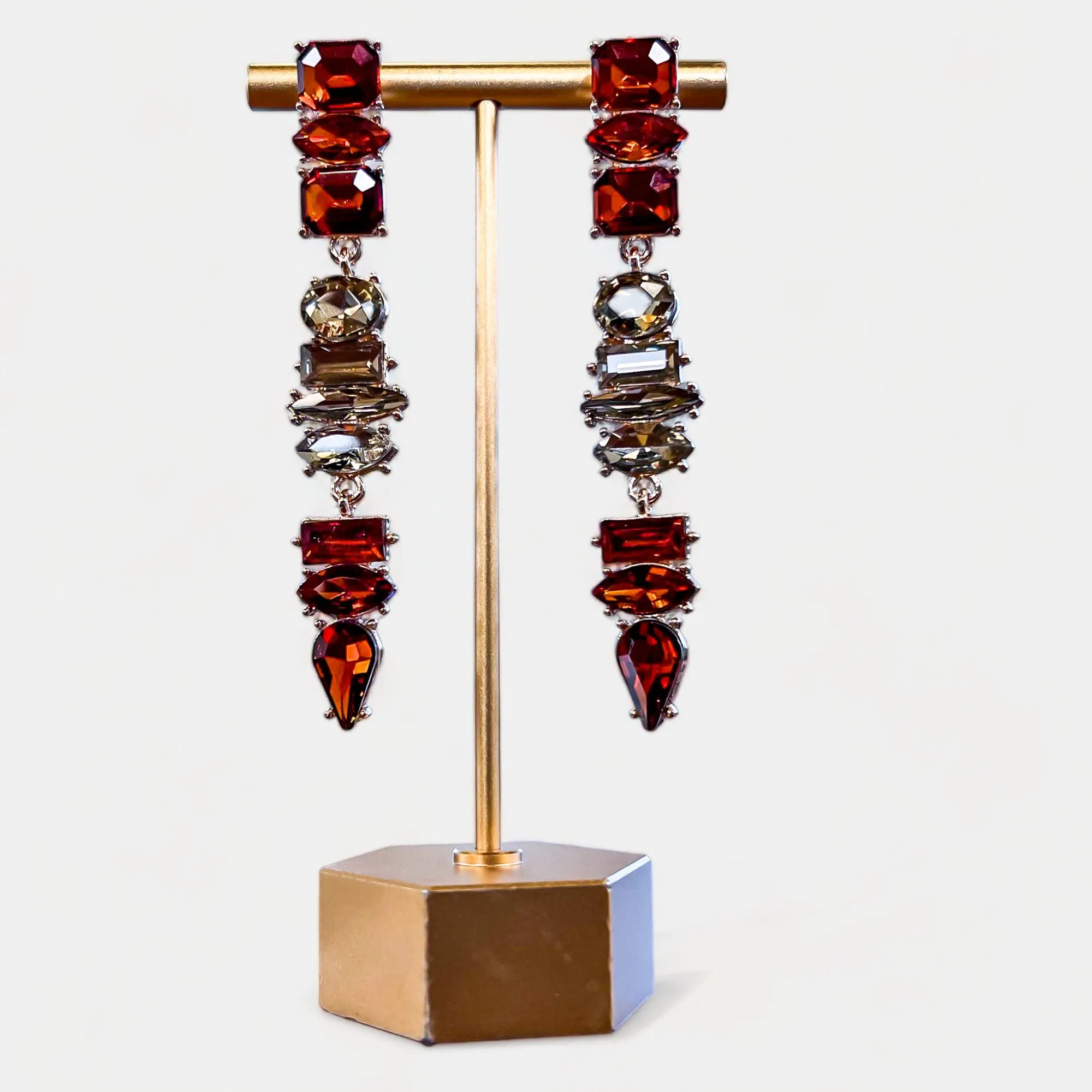 Amber Cascade Crystal Drop Earrings