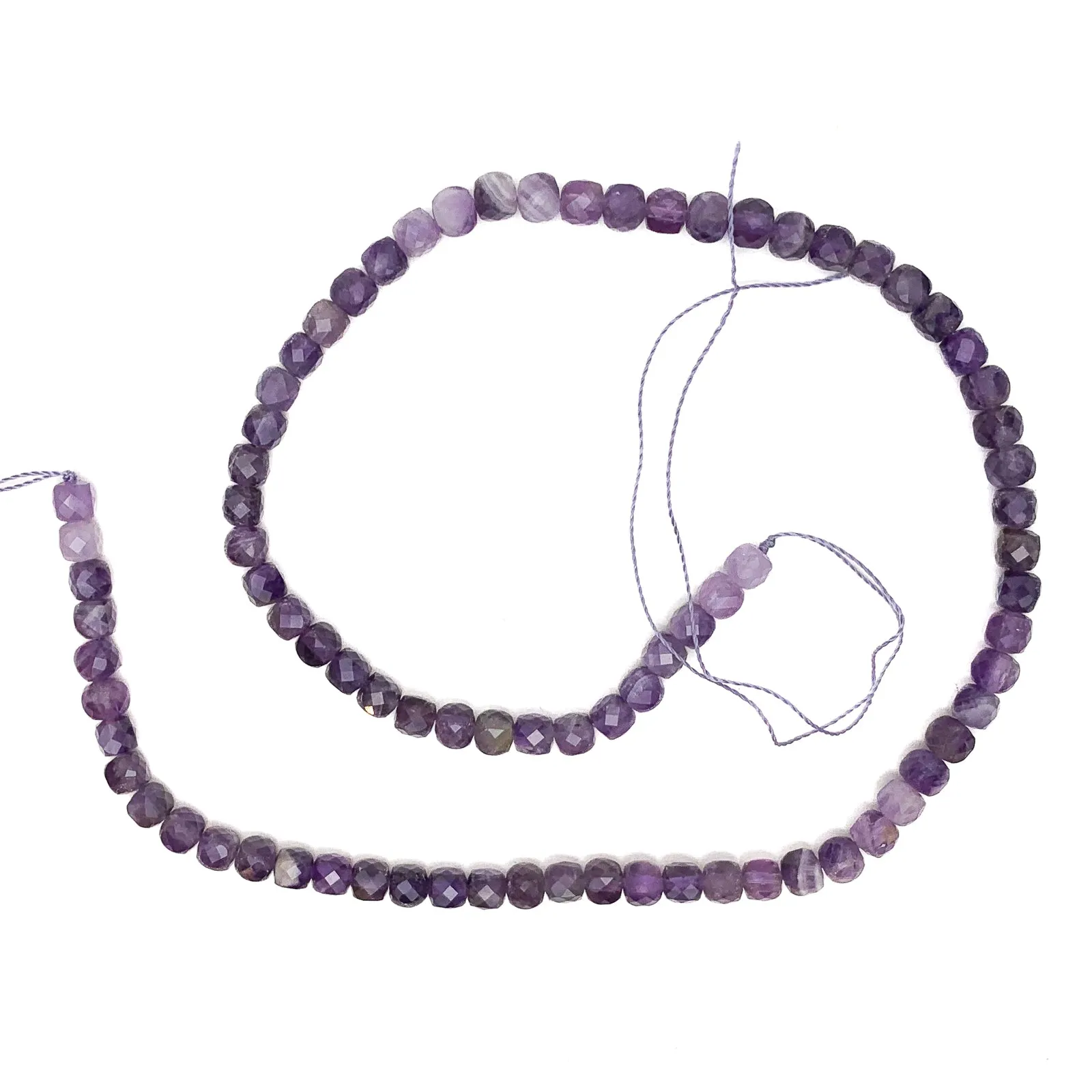 Amethyst 5mm Faceted Cubes Bead Strand