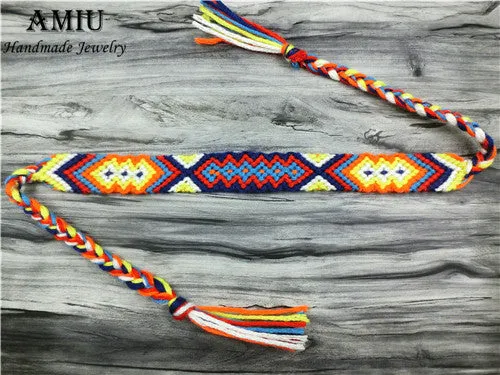 AMIU Friendship Bracelet Woven Rope String Colorful Boho Embroidery Cotton Tassel Dropshipping Bracelets Hippie For Women Men