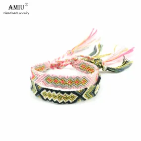 AMIU Friendship Bracelet Woven Rope String Colorful Boho Embroidery Cotton Tassel Dropshipping Bracelets Hippie For Women Men