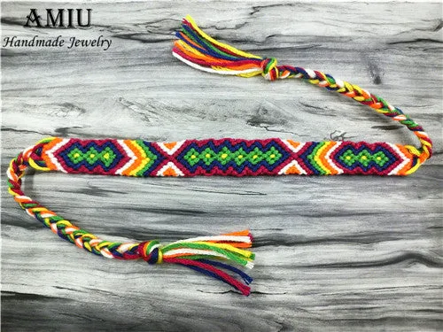 AMIU Friendship Bracelet Woven Rope String Colorful Boho Embroidery Cotton Tassel Dropshipping Bracelets Hippie For Women Men