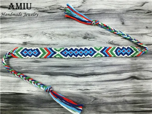 AMIU Friendship Bracelet Woven Rope String Colorful Boho Embroidery Cotton Tassel Dropshipping Bracelets Hippie For Women Men