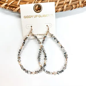 Asymmetrical Crystal Beaded Teardrop Earrings with Pearl Detail in Silver and Gold