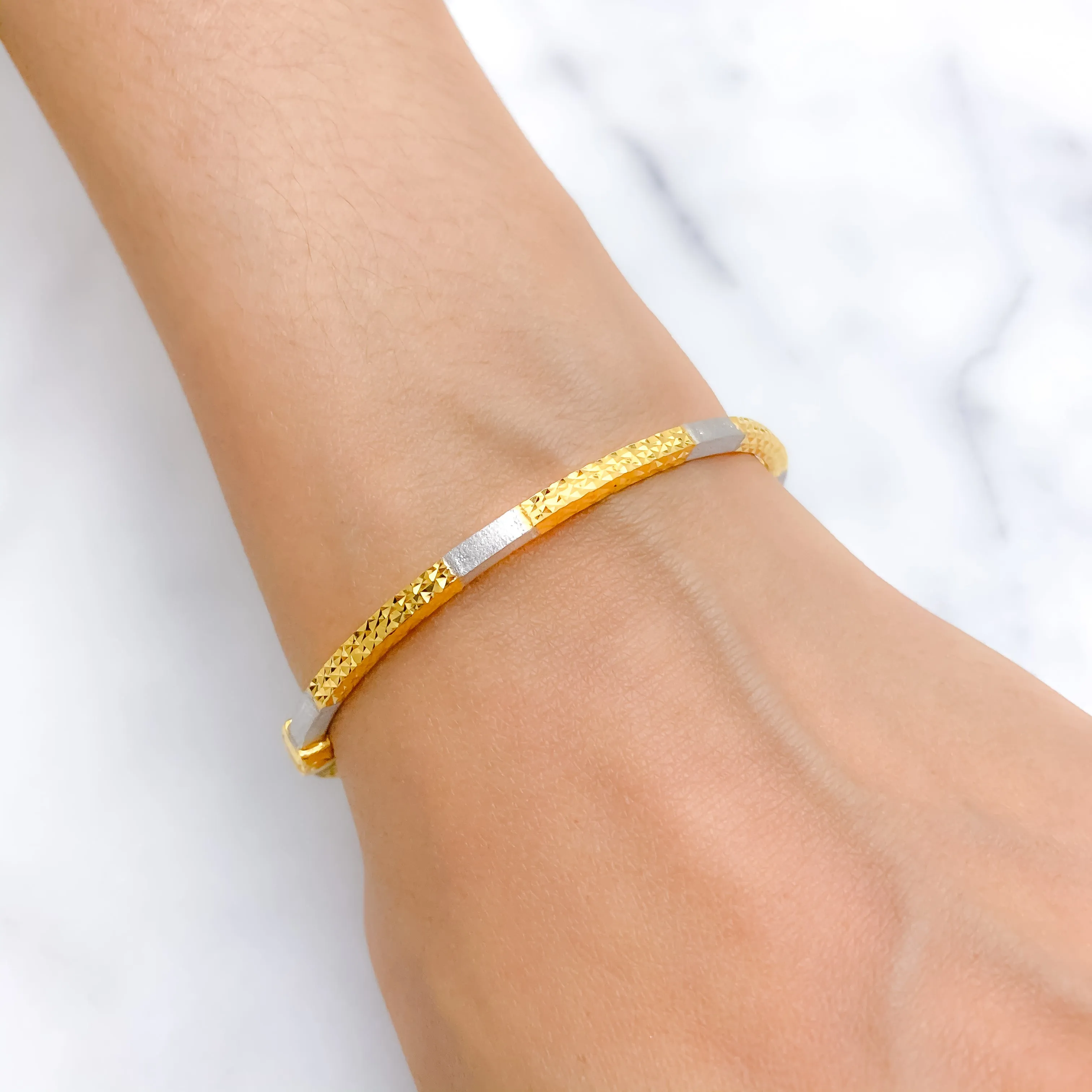 Attractive Two Tone Bangle Bracelet