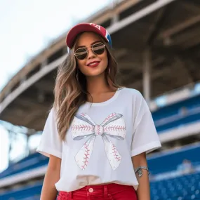 Baseball Bow Retro T Shirt