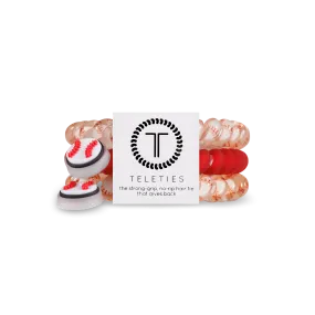 BASEBALL - SMALL SPIRAL HAIR COILS, HAIR TIES, 3-PACK