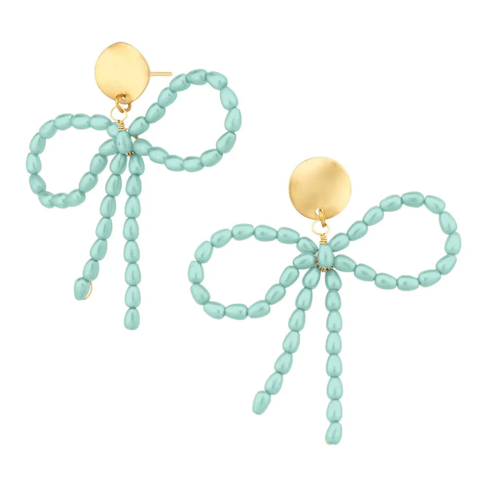 Beaded Bow Drop Earring