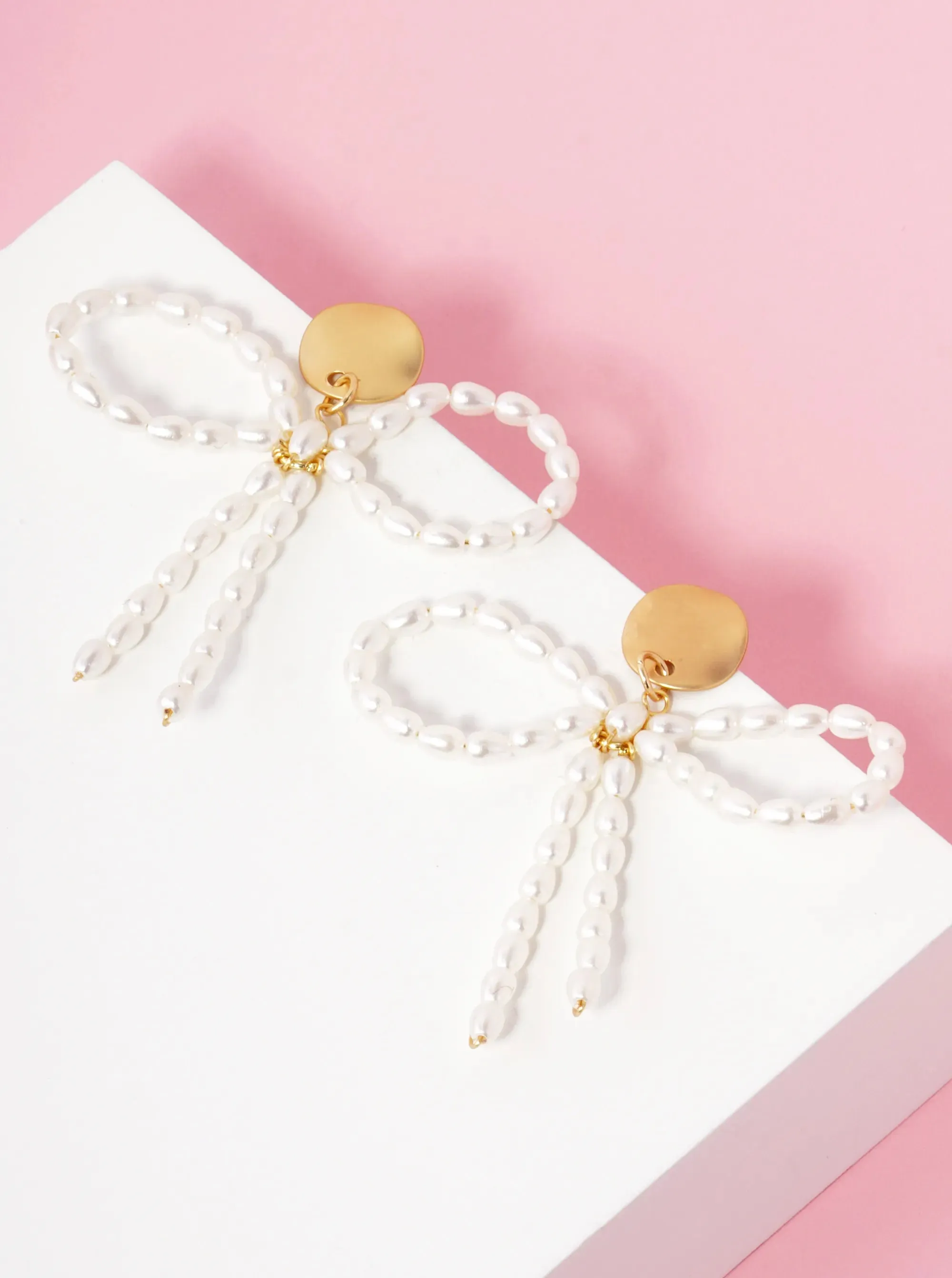 Beaded Bow Drop Earring