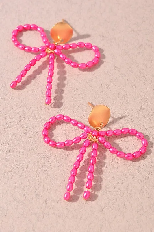 Beaded Bow Drop Earring