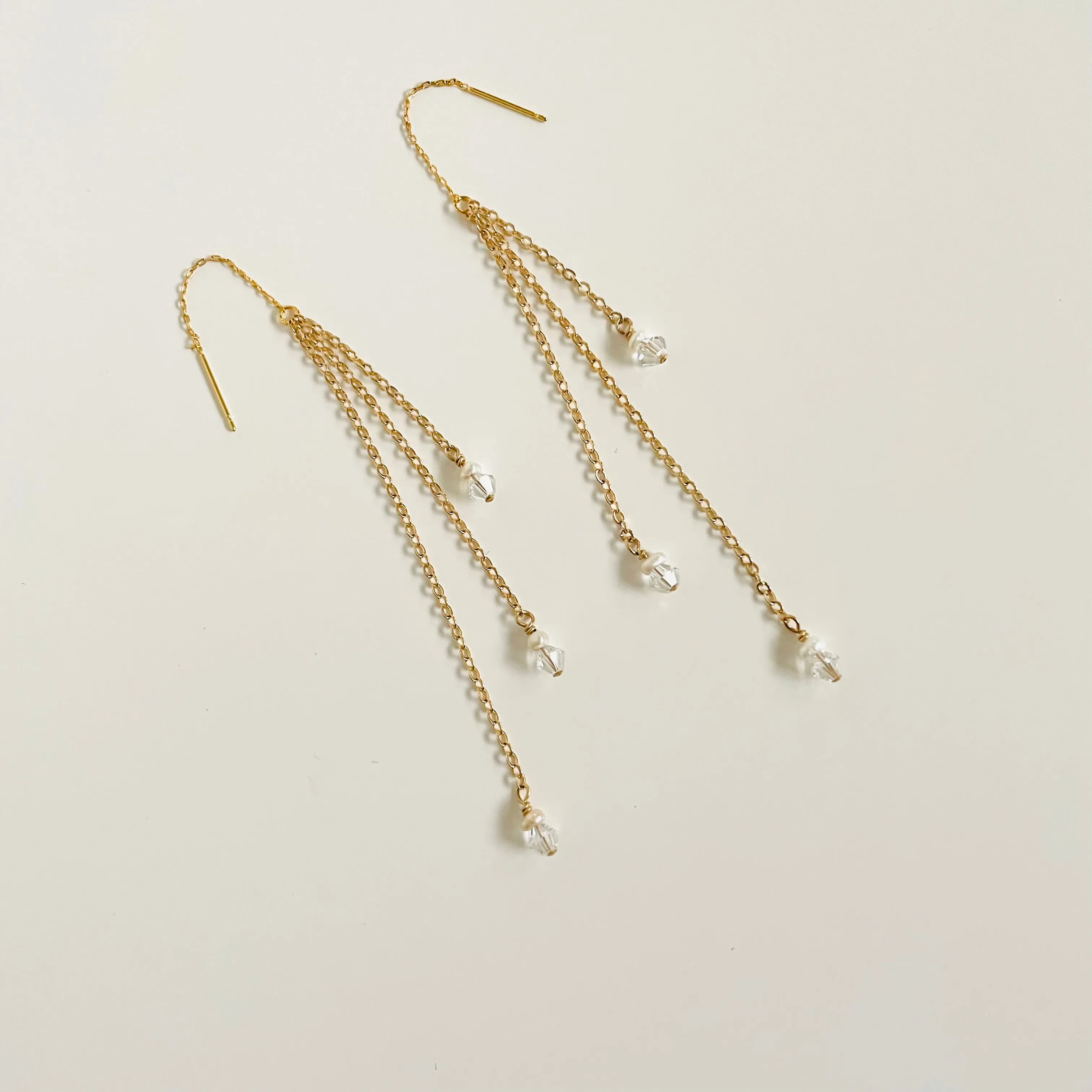 Belinda Crystal & Pearl Ear Threaders