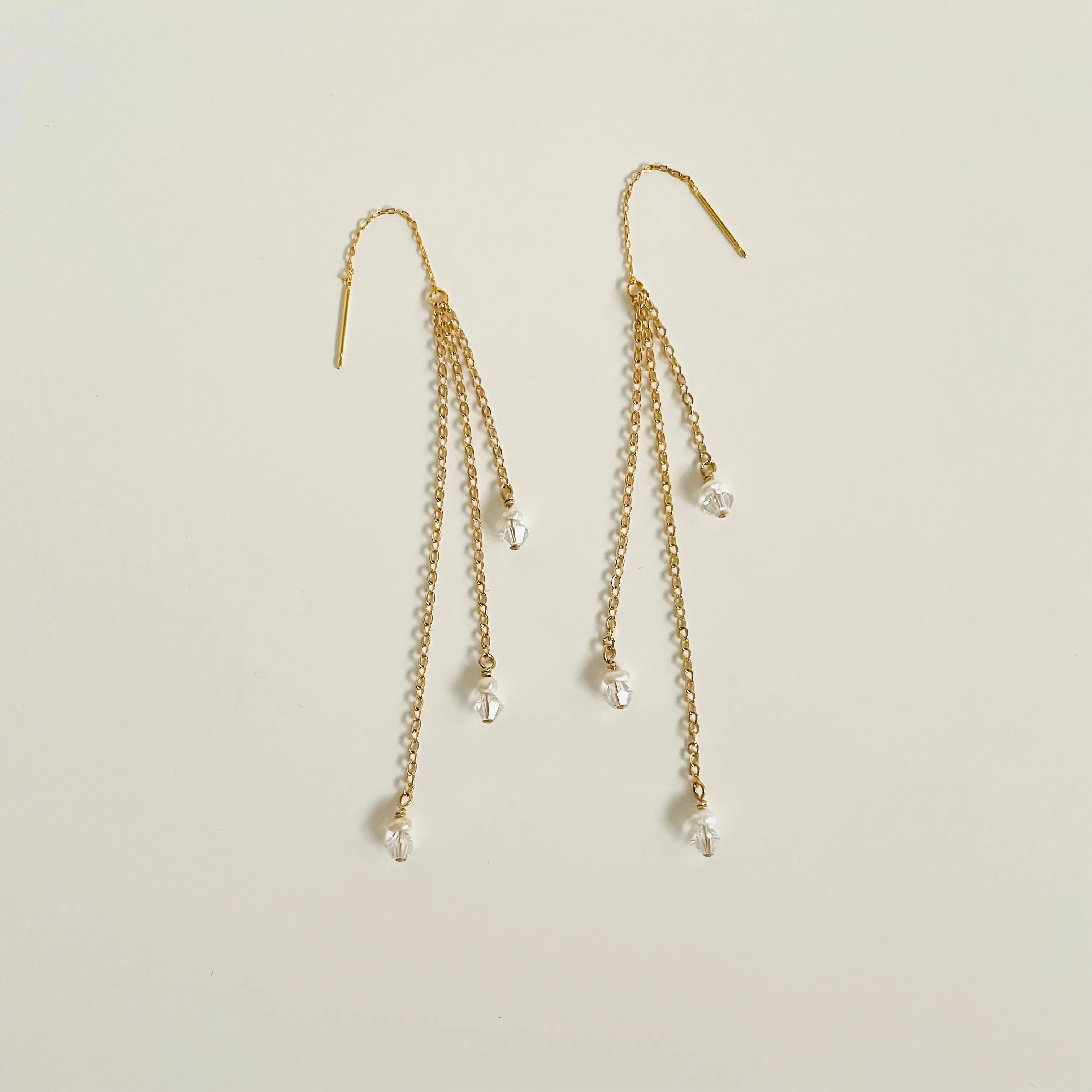 Belinda Crystal & Pearl Ear Threaders