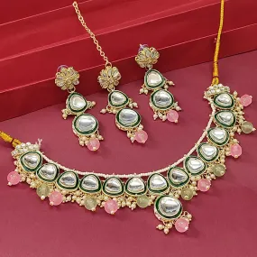 Bhavi Jewels Kundan Gold Plated Choker Necklace Set