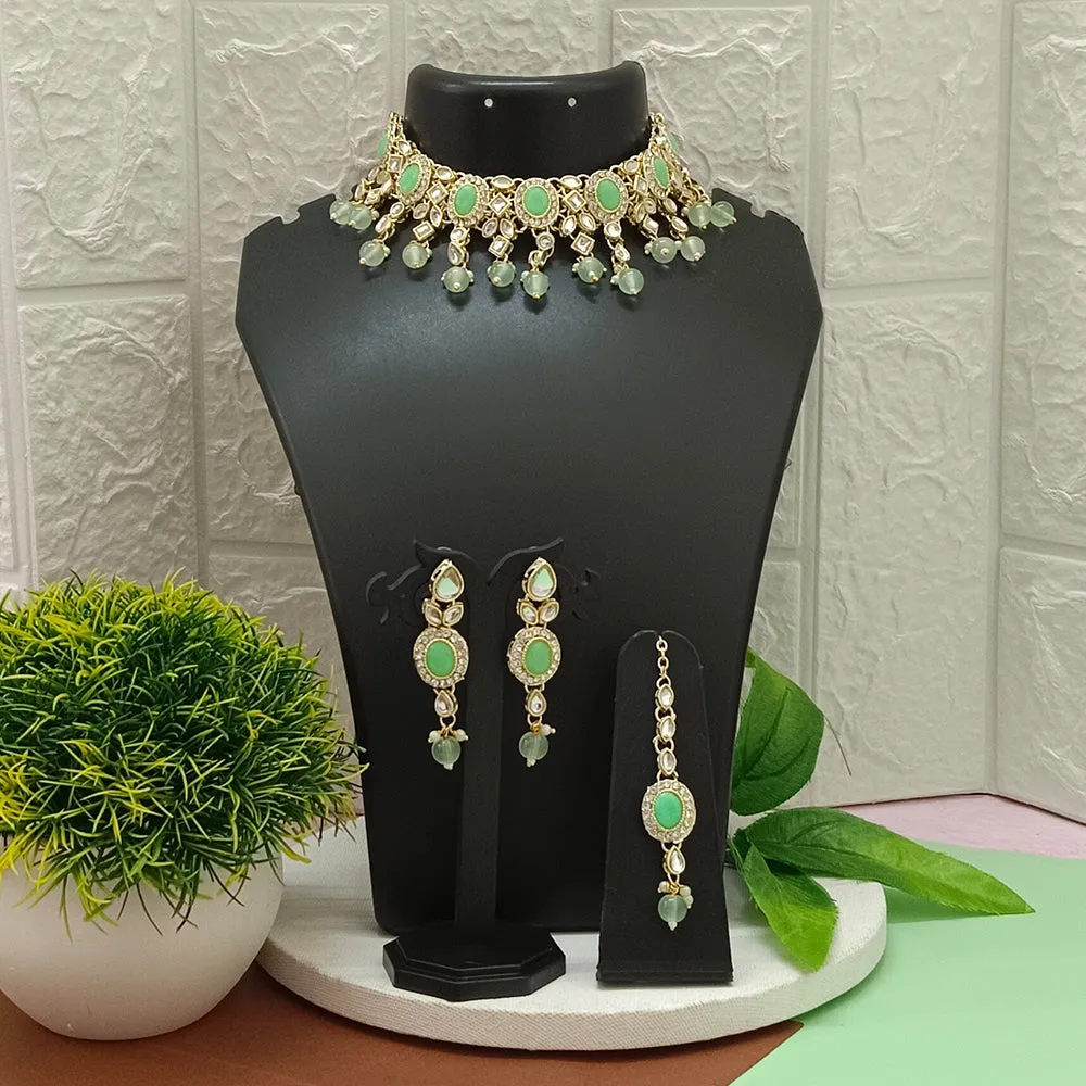 Bhavi Jewels Kundan Gold Plated Choker Necklace Set