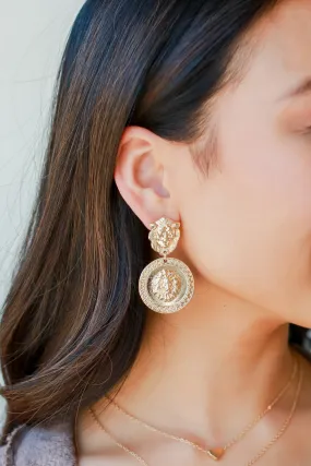 Bianca Gold Lion Drop Earrings