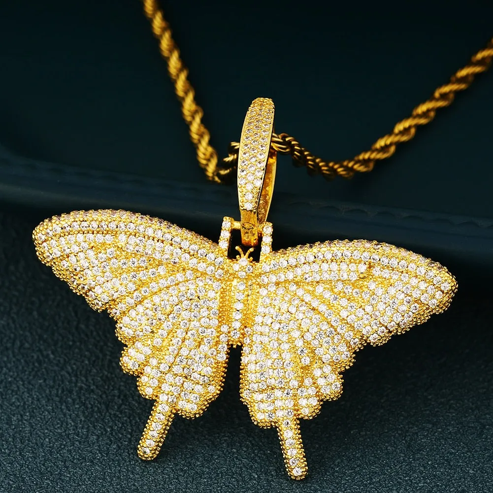 Bling Butterfly Choker Necklace- Cubic Zirconia Blink Butterfly Hip Hop Necklace