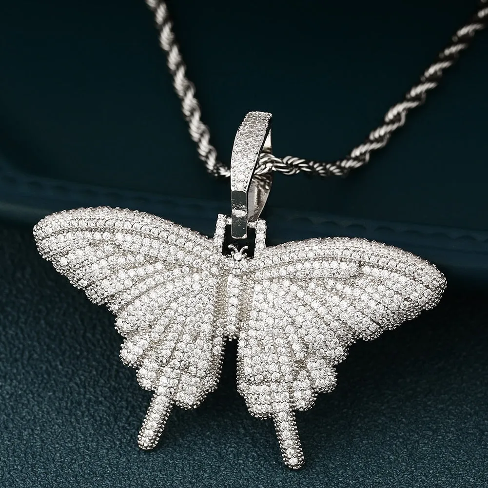 Bling Butterfly Choker Necklace- Cubic Zirconia Blink Butterfly Hip Hop Necklace