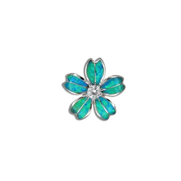 Blue Opal Plumeria Pendant