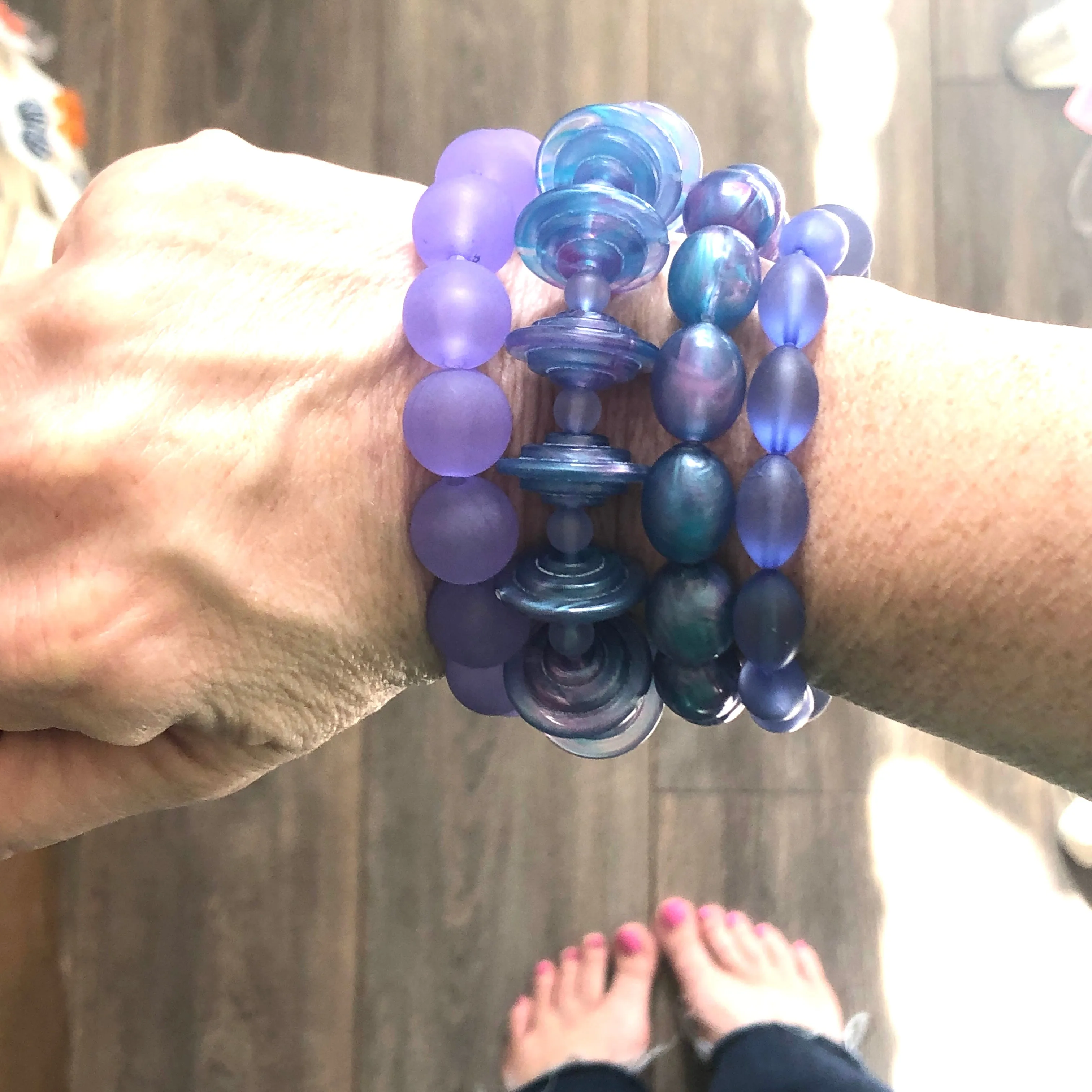 Blues & Lilacs Stack and Stretch Bracelets Set