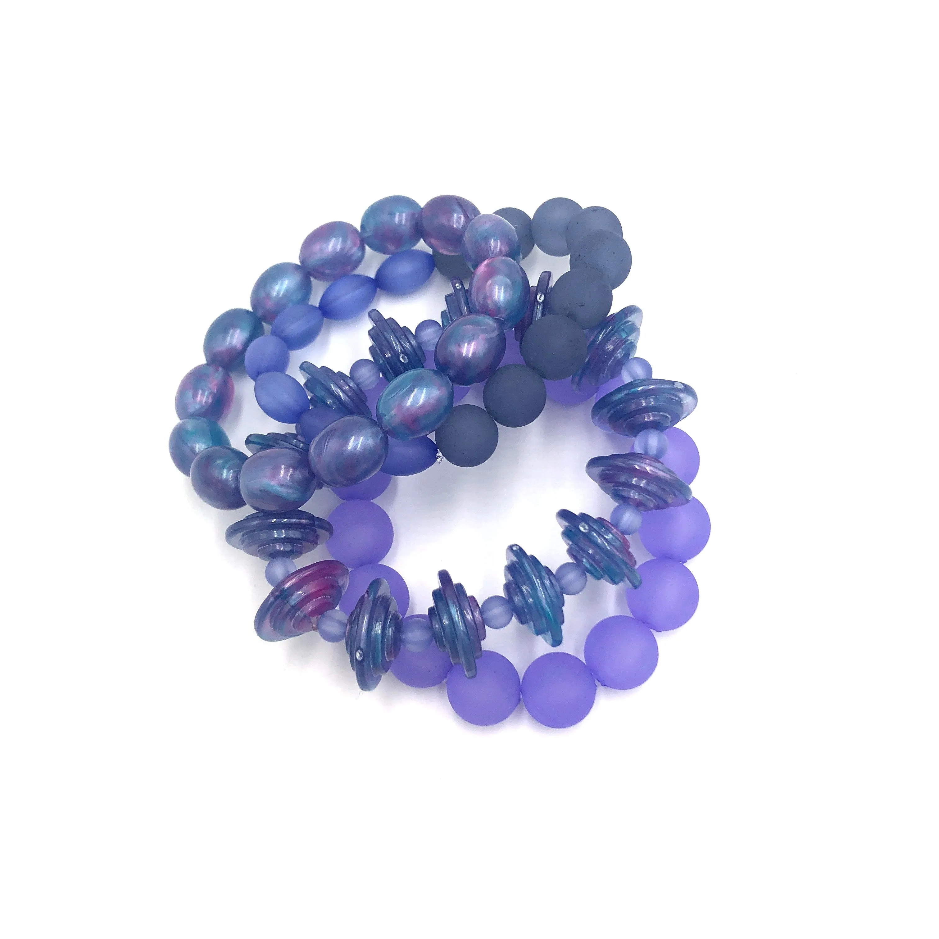 Blues & Lilacs Stack and Stretch Bracelets Set