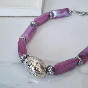 Boho purple necklace