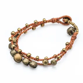 Brass Bell Waxed Cotton Bracelets in Copper