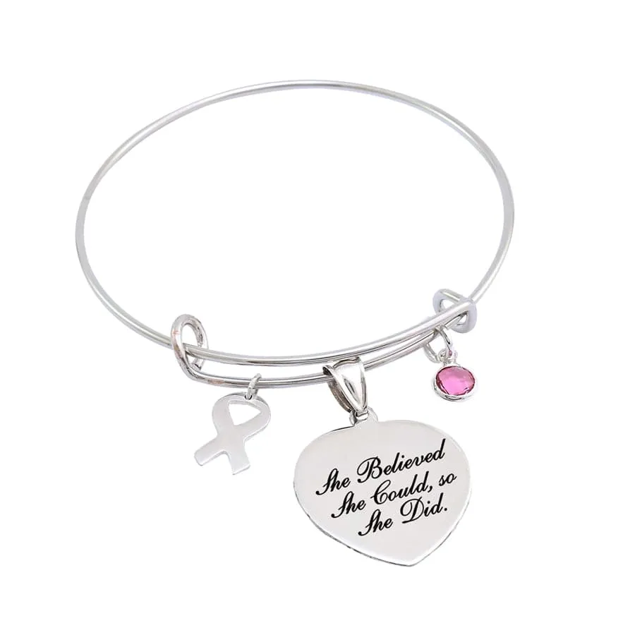 Breast Cancer Awareness Heart Bangle