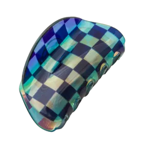 Charley Checkered Claw Hair Clip in Blue