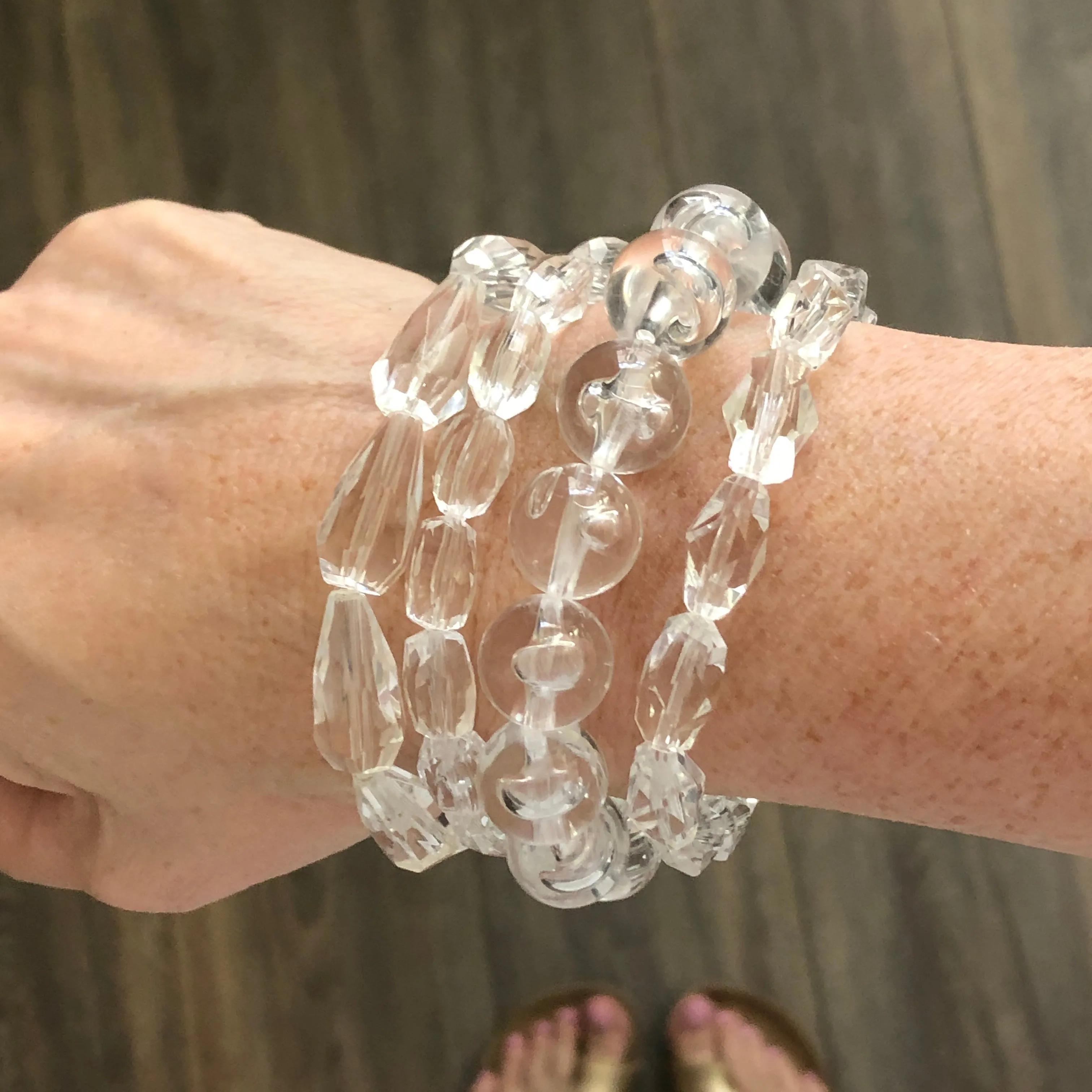 Clear Facets Mixed Stack and Stretch Bracelets Set