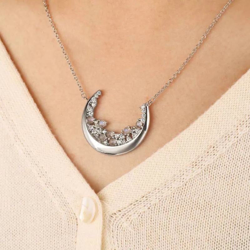 Crescent Moonstone Pendant Necklace