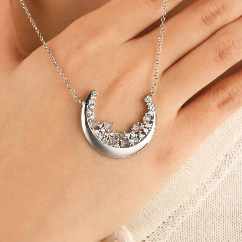 Crescent Moonstone Pendant Necklace