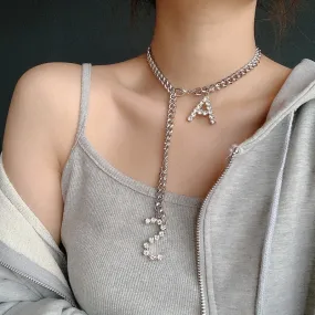 Crystal Zircon Steampunk Letter Choker Necklace For Women