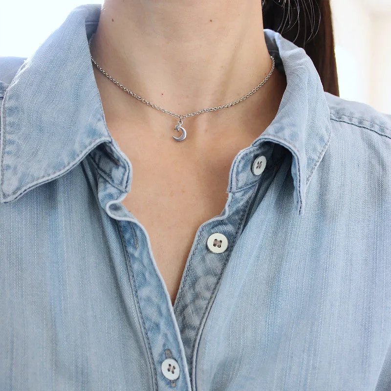 Dainty Moon and Star Choker