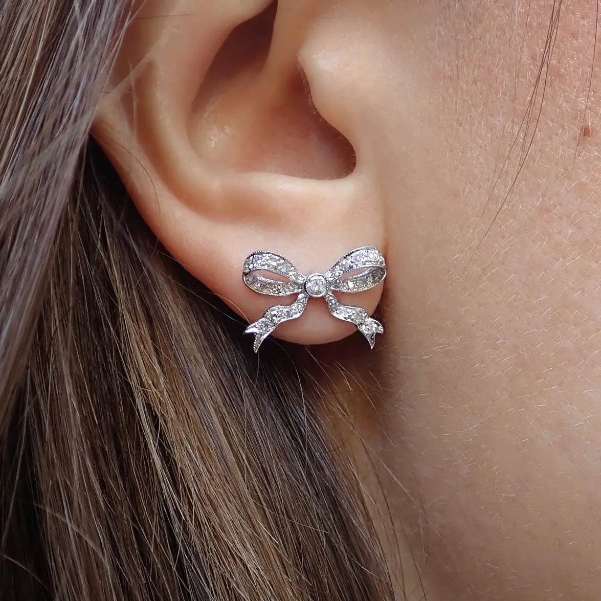 Diamond Bow Earrings