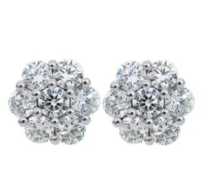 Elegant Diamond Flower Stud Earrings for Women - Premium Floral Design Jewelry