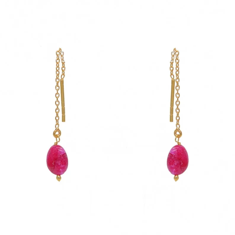 Drop Ruby Threader Earrings