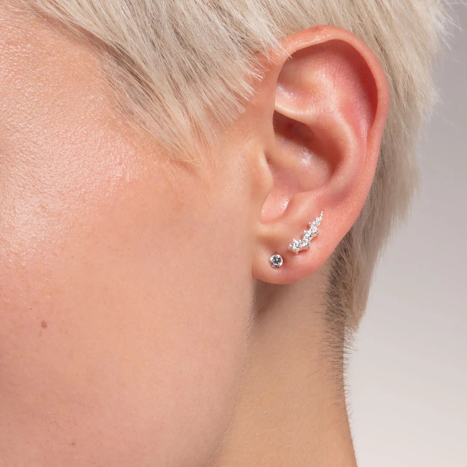 Ear Climber White Stones