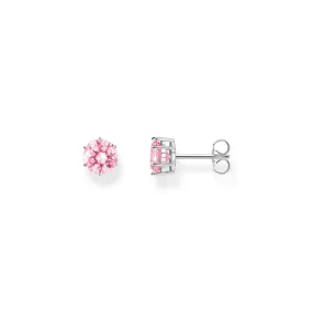 Ear studs with big, pink zirconia